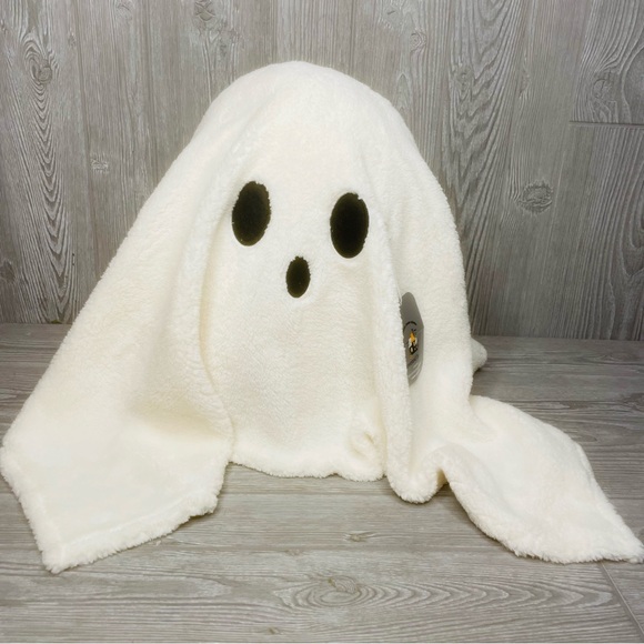 Large 16 inch ghost plush throw pillow weighted Sherpa material Halloween fall - Picture 9 of 9